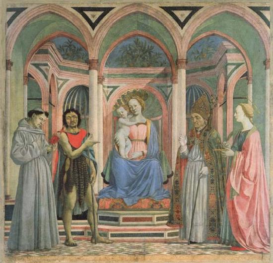 DOMENICO VENEZIANO Madonna and Child Enthroned with SS.Francis,john the Baptist,Zenobius,and Lucy Norge oil painting art